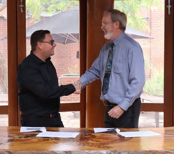 Victory Metals CEO Brendan Clark and Professor Mark Buntine