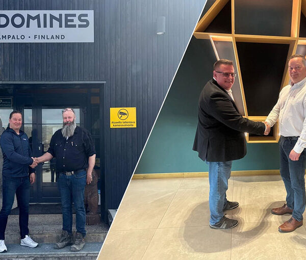 Robit Sales Director – Finland, Kimmo Kangas, seals the deals with Ari Keskitalo, mine manager, Endomines (left photo) and Mika Viinamäki, head of Mining Operations, Veljekset Toivanen (right photo). Photos: Robit